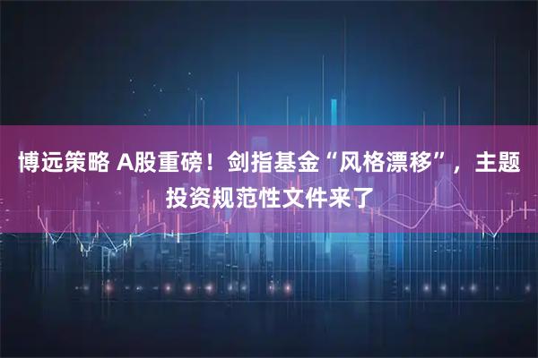 博远策略 A股重磅!剑指基金“风格漂移”,主题投资规范性文件来了