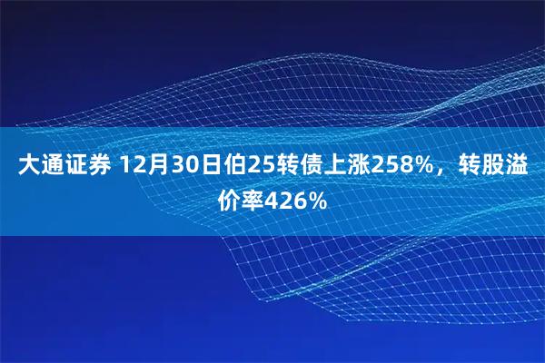 大通证券 12月30日伯25转债上涨258%，转股溢价率426%